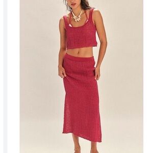 Free People Red Skirt Set